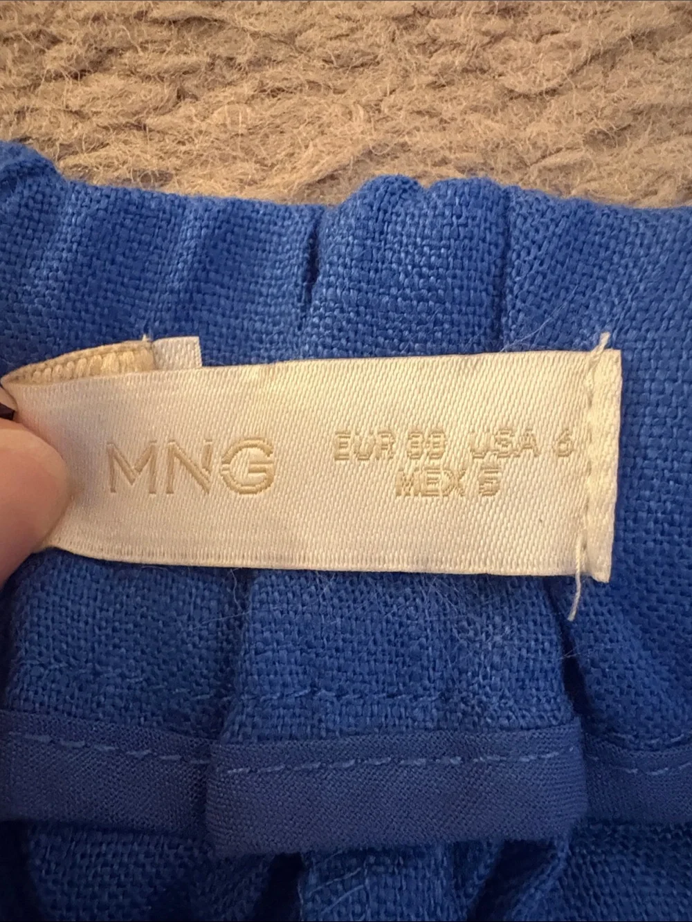 MNG Linen Trousers in Cobalt Blue